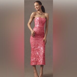 Helsi Leslie Strapless Stretch Sequin Mesh Midi Dress size Large